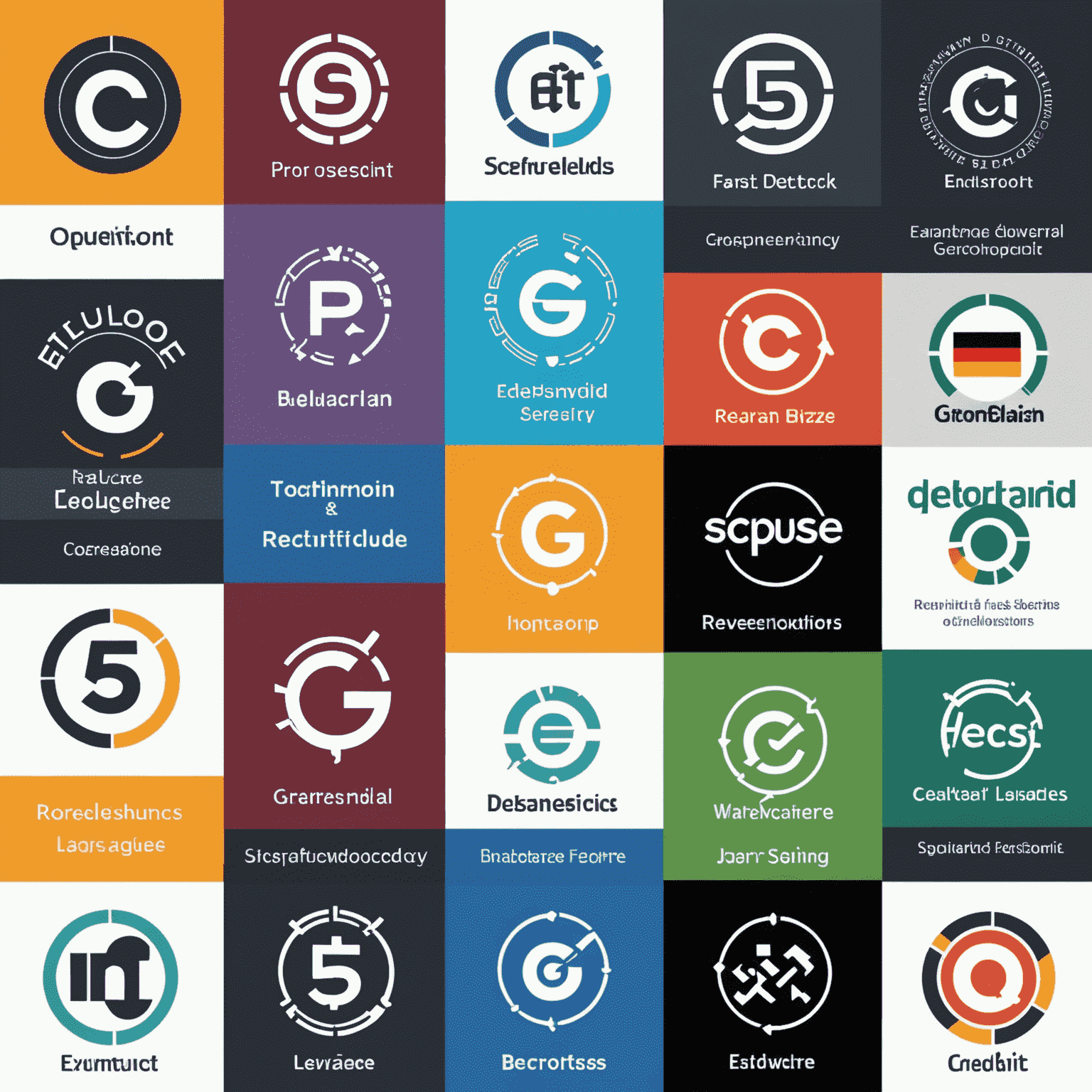 Eine Collage, die die fünf meistgefragten Programmiersprachen in Deutschland zeigt, mit Logos und Codebeispielen.